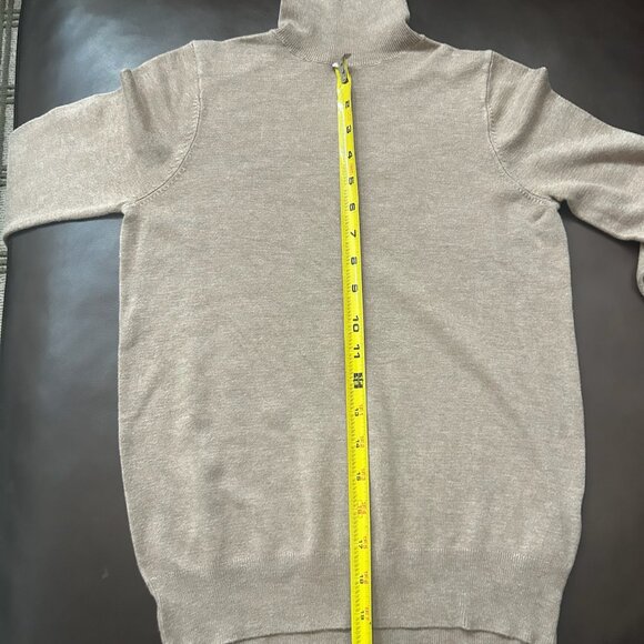 New Zara Tan Basic Knit Turtleneck Sweater Gold Sleeve Buttons Size S - Picture 9 of 12